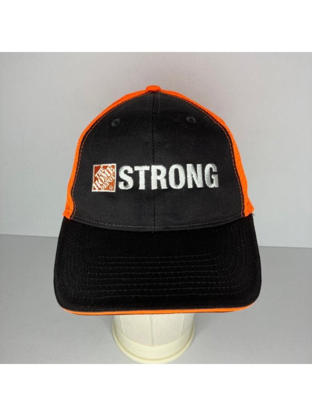The Home Depot STRONG Trucker Hat Men's Adjustable Black Orange Cap